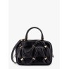 Leather handbag with draped details secured by mini vara bows