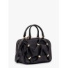 Leather handbag with draped details secured by mini vara bows