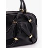 Leather handbag with draped details secured by mini vara bows