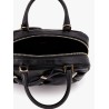 Leather handbag with draped details secured by mini vara bows