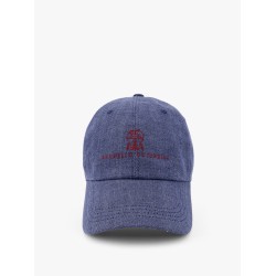 Linen hat with frontal logo