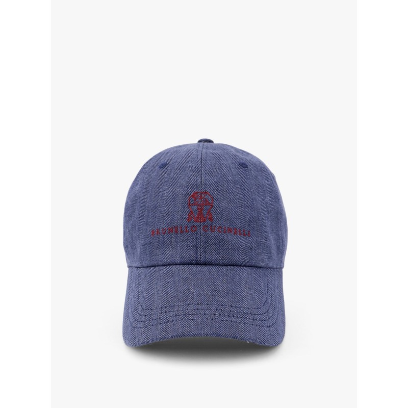Linen hat with frontal logo