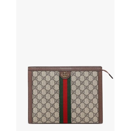 Gg supreme fabric clutch with iconic web band