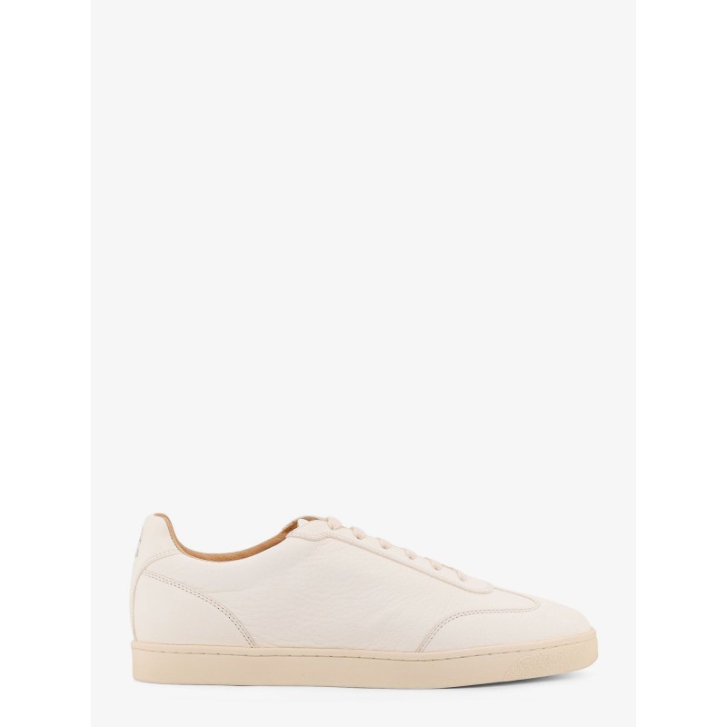 Leather sneakers with back logo print