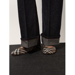 Knit baby nylon blend ballerinas with knitted traditional check