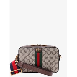 Gg supreme fabric shoulder bag with leather profiles