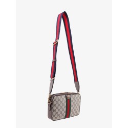 Gg supreme fabric shoulder bag with leather profiles
