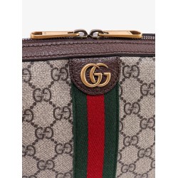Gg supreme fabric shoulder bag with leather profiles