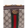 Gg supreme fabric shoulder bag with leather profiles