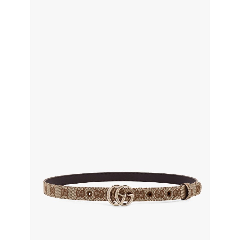Gg supreme fabric and leather belt