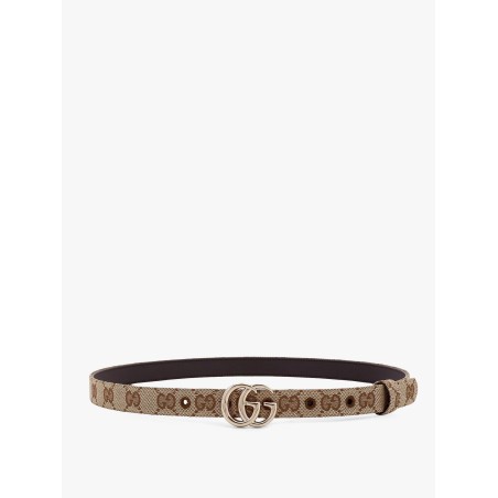 Gg supreme fabric and leather belt