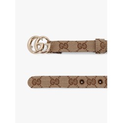 Gg supreme fabric and leather belt