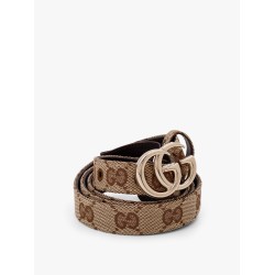 Gg supreme fabric and leather belt