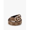 Gg supreme fabric and leather belt