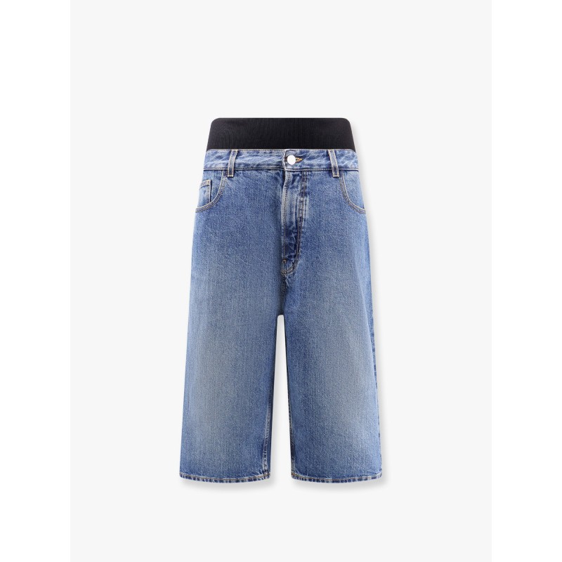Denim bermuda shorts with ribbed band