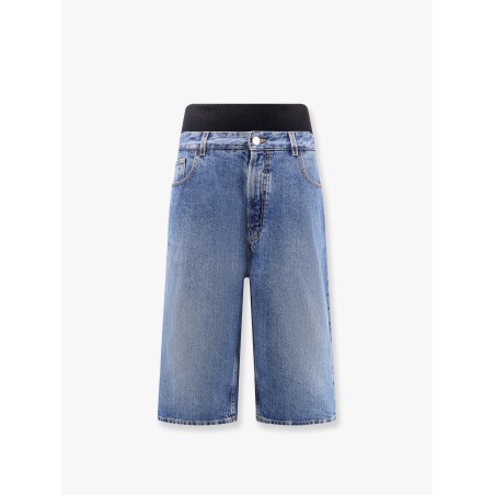 Denim bermuda shorts with ribbed band