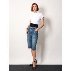 Denim bermuda shorts with ribbed band