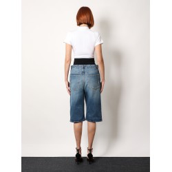Denim bermuda shorts with ribbed band