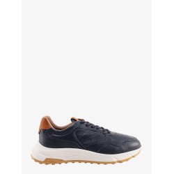 Leather sneakers with stitched logo