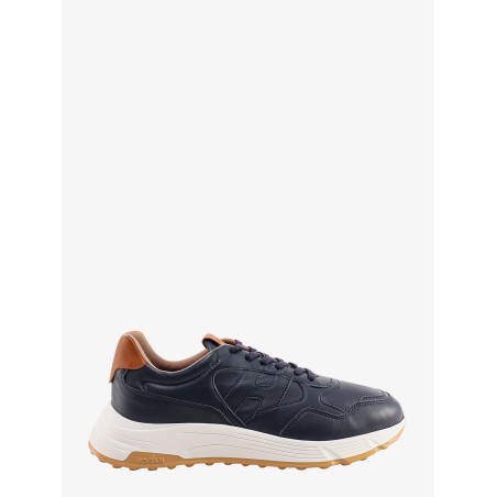 Leather sneakers with stitched logo