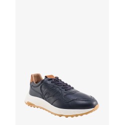 Leather sneakers with stitched logo
