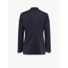 Stretch virgin wool blazer with frontal logo patch