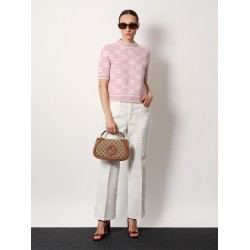 Blondie leather and original gg fabric shoulder bag