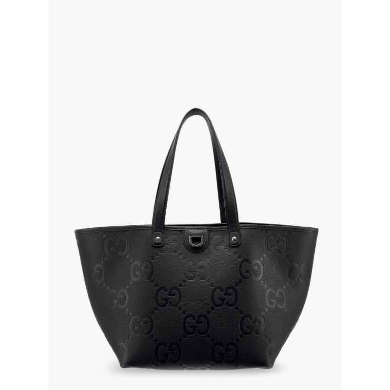 Leather shopping bag with jumbo gg motif