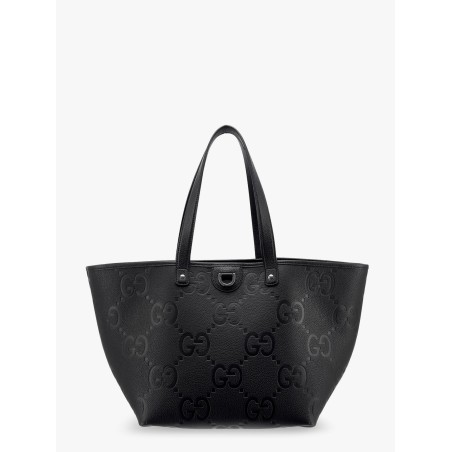 Leather shopping bag with jumbo gg motif