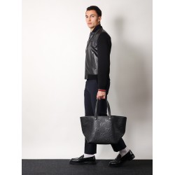 Leather shopping bag with jumbo gg motif