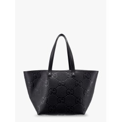 Leather shopping bag with jumbo gg motif