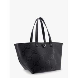 Leather shopping bag with jumbo gg motif