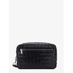 Leather clutch with woven effect