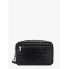 Leather clutch with woven effect