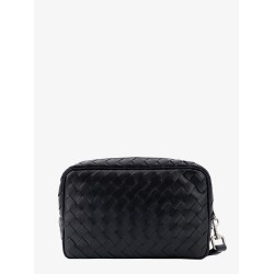Leather clutch with woven effect