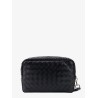 Leather clutch with woven effect