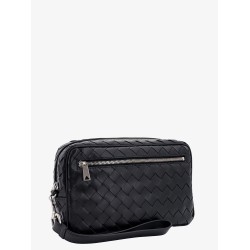 Leather clutch with woven effect