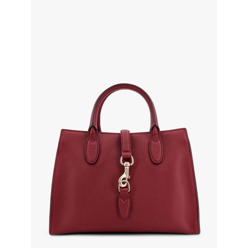 Leather handbag with metal detail