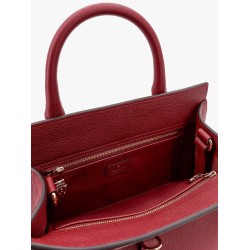 Leather handbag with metal detail