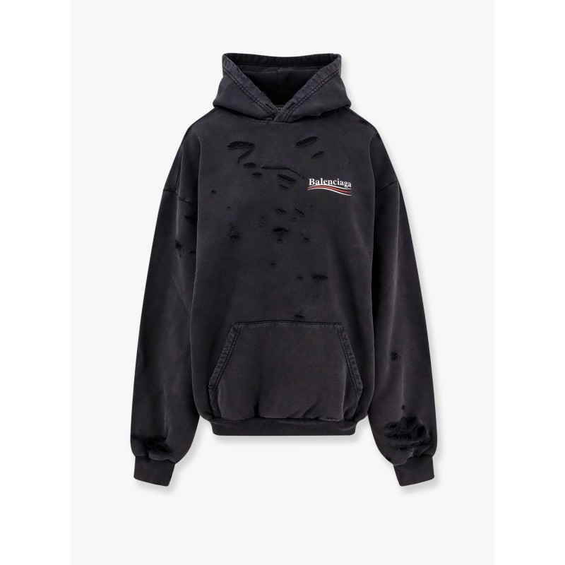 Destroyed finish cotton sweatshirt