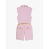 Jumpsuit with sholder pads and leather belt
