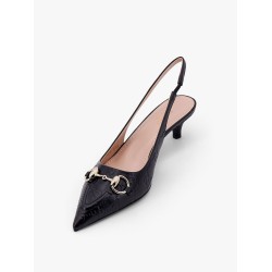 Leather décolleté with iconic metal horsebit