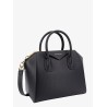 Leather handbag with frontal logo print