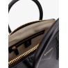 Leather handbag with frontal logo print