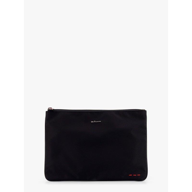 Nylon clutch with metal logo
