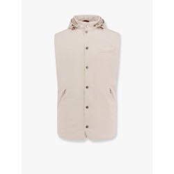 Sleeveless jacket with removable hood