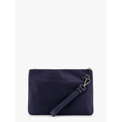 Nylon clutch with metal logo