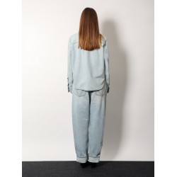 Denim shirt with extra bleach wash