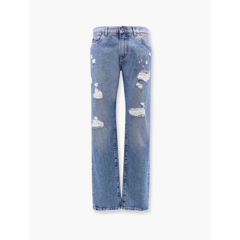 Cotton jeans with rippings detail