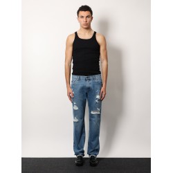 Cotton jeans with rippings detail